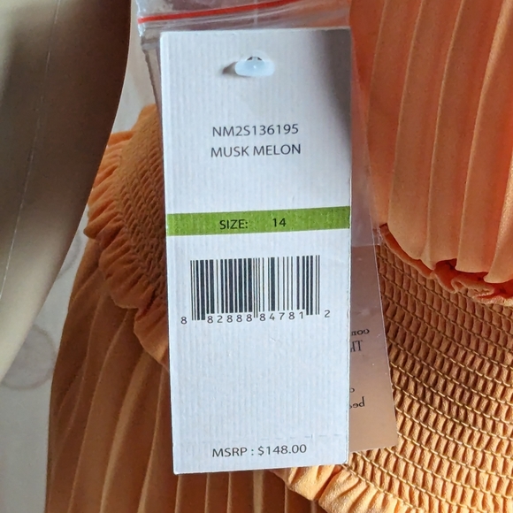 Nanette Lepore Accordian pleated melon Cocktail dress sz 14 NEW - Picture 8 of 10